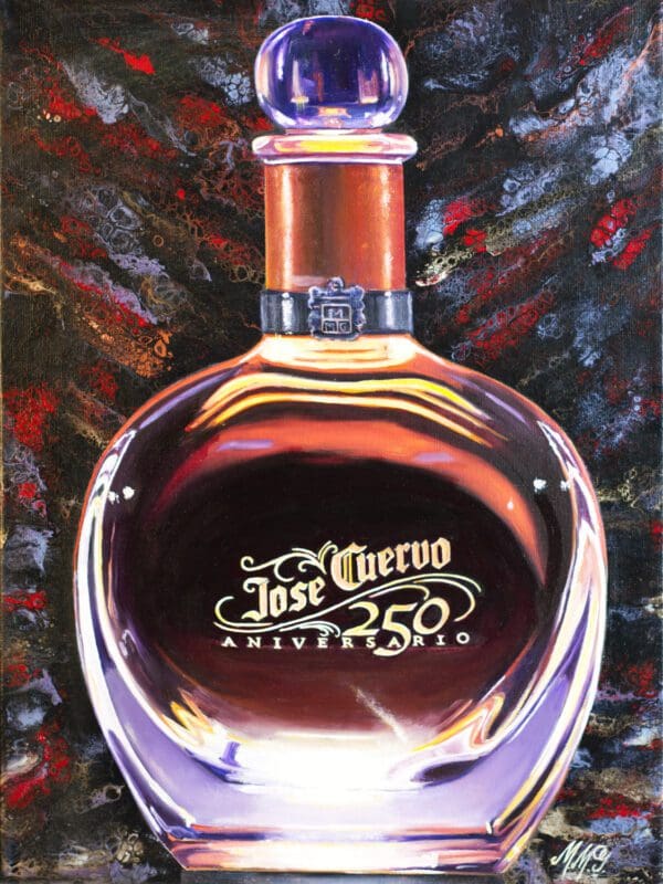 Full view of 'Tequila Jose Cuervo 250 Aniversario' painting by Monica Fine Art