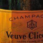 Close-up of Veuve Clicquot champagne bottle label in Monica Marquez Gatica's painting.