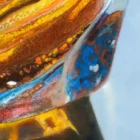 Close-up detail of the glass of bourbon from the painting "A Perfect Afternoon."